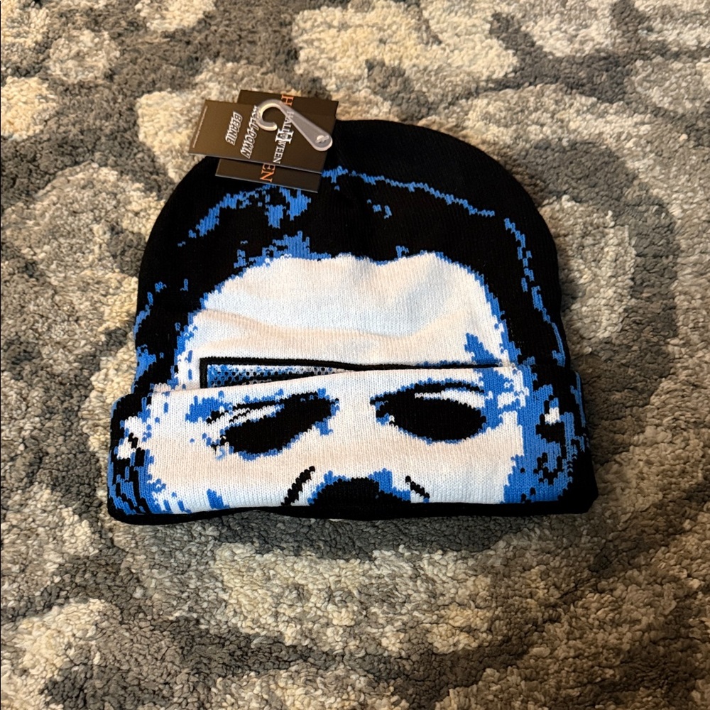 Universal Black and Blue Graphic Beanie